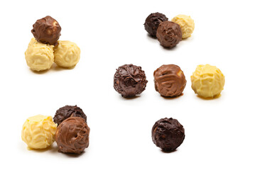 Chocolate truffle isolated on white background.