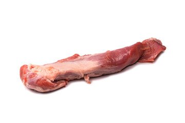 Raw pork tenderloin isolated on a white background.