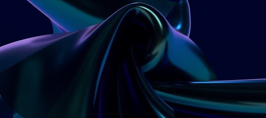 3D render abstract background of smooth lines of spline blue waves