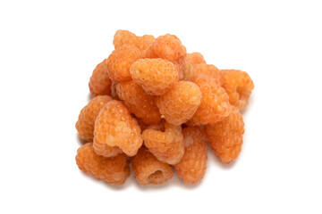 Tasty raspberries isolated on  white background.