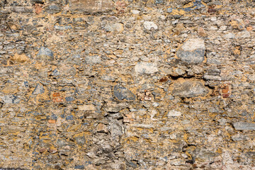 Detail of a wall built in the 18th century in Santos, Brazil