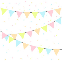 Colorful flags for holiday or birthday decoration. Vector illustration