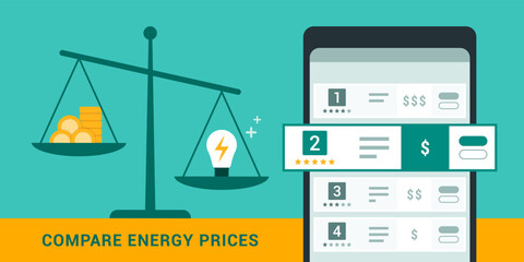 Compare energy prices and suppliers - obrazy, fototapety, plakaty