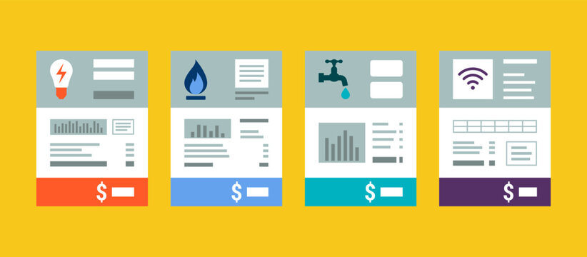 Utility bills: electricity, natural gas, water and internet