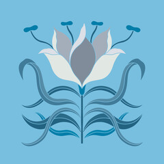 Art nouveau style flower plant basic element. 1920-1930 years vintage design. Symbol motif design.