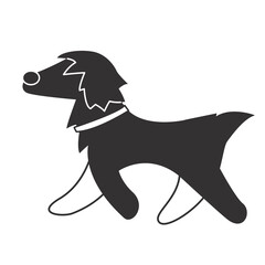 Black and white dog vector illustration. Zoo shop, shelter, adoption, veterinary logo concept. 