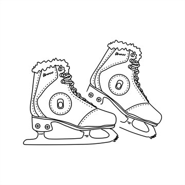 recommend clip art: line art illustration of a pair of ice skates