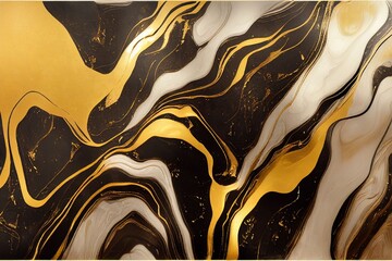 Abstract black and gold watercolor hand painted background. Marble background with gold flecks. Realistic pattern.