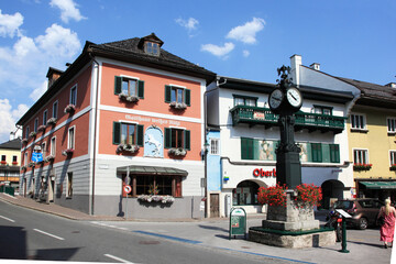 Historische Häuser in Bad Aussee, Salzkammergut, Österreich
