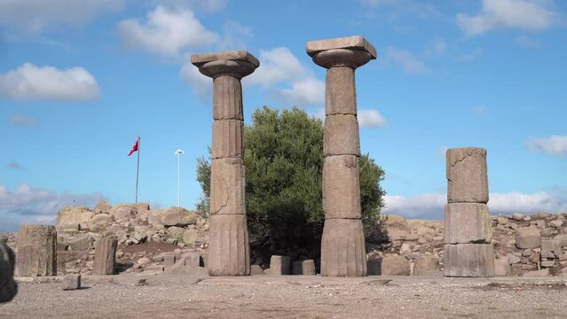 The ruins of the temple of Athena in the ancient city of Assos. Behramkale Canakkale, Turkey. The city where Aristotle falls.