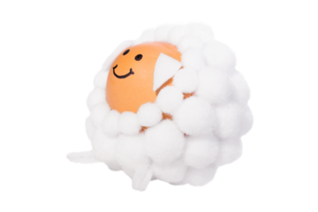 Sideways easter figure sheep or lamb shaped, egg and cotton balls, cutout