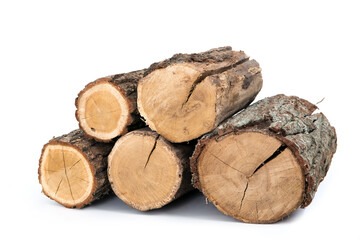 pile of firewood on a isolated white background 