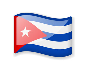 Cuba flag - Wavy flag bright glossy icon.