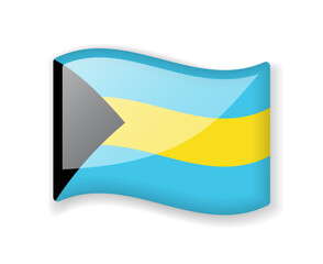Bahamas flag - Wavy flag bright glossy icon.