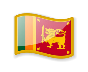 Sri Lanka flag - Wavy flag bright glossy icon.