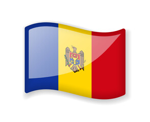 Moldova flag - Wavy flag bright glossy icon.