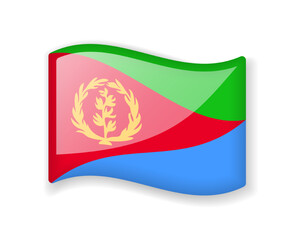 Eritrea flag - Wavy flag bright glossy icon.