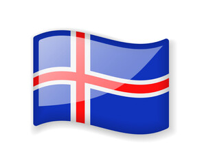 Iceland flag - Wavy flag bright glossy icon.
