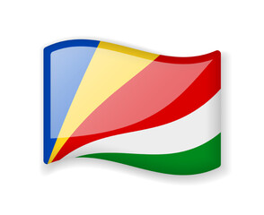 Seychelles flag - Wavy flag bright glossy icon.