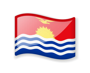 Kiribati flag - Wavy flag bright glossy icon.
