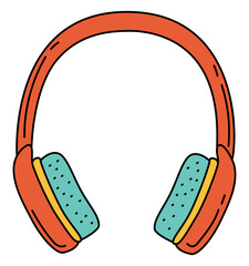 Headphones sketch. Podcast or music item. Illustration for broadcast. Hand drawn icon