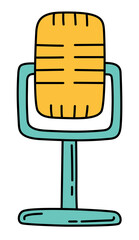 Microphone sketch. Podcast or music item. Hand drawn  icon