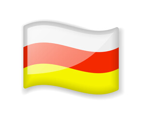Obraz premium South Ossetia flag - Wavy flag bright glossy icon.