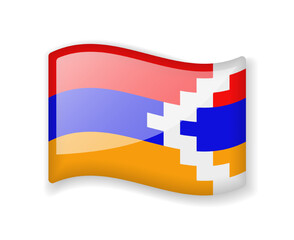 Nagorno-Karabakh flag - Wavy flag bright glossy icon.