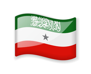 Somaliland flag - Wavy flag bright glossy icon.