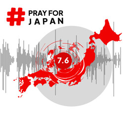 Pray for Japan - Oshika the symbol sorrow and pray of humanity from the earthquake, tsunami,  natural disaster with Japan map abstract background infographic design vector illustration.