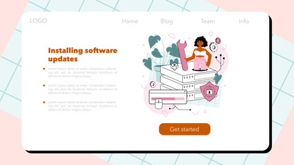 System administrator web banner or landing page. Technical work