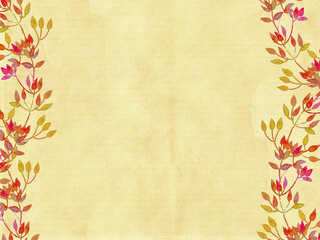 Autumn color background with leaves motif and place for text. 