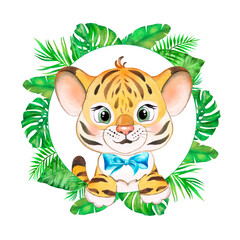 Little tiger cub baby print, safari animal print, tiger cub portrait