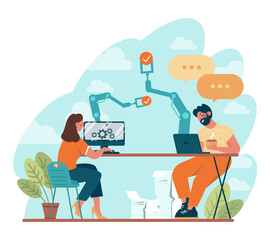 Automation concept. Automated systems or AI working for manufacturing