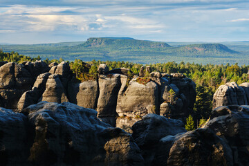 View from Carolafelsen. Saxon Switzerland in Germany.