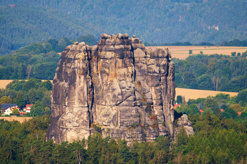 View from Carolafelsen. Saxon Switzerland in Germany. Falkenstein.