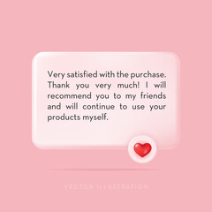 3d vector icon message dialog, comment, response button with red heart. Vector realistic isolated illustration