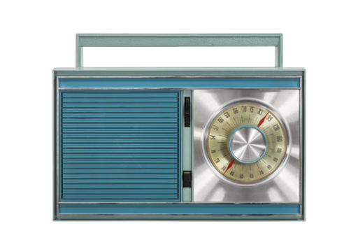 Vintage portable radio isolated.