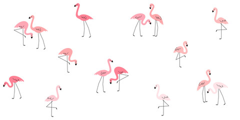 Seamless trendy pattern with cartoon flamingo. Simple vector illustration for prints, clothing, packaging and postcards.