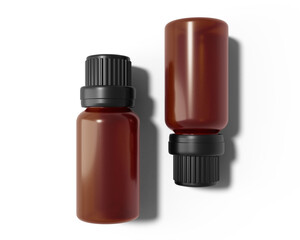 Essential oil bottle packaging with transparent background.