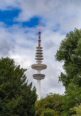Hamburg, Germany - Jul 23, 2022, The Heinrich Hertz Tower, a radio tower and landmark, in Hamburg, Germany