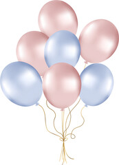 Bunch of pearl balloons in rose and blue tones. Balloons for party decorations