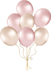 Bunch of pearl balloons in rose and gold tones. Balloons for party decorations