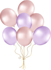 Bunch of pearl balloons in rose and violet tones. Balloons for party decorations