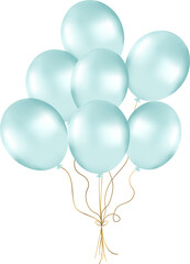 Bunch of pearl balloons in green tones. Balloons for party decorations