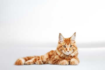 Cute domestic cat posing on background