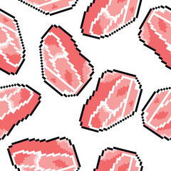 Bacon vector illustration pattern in pixel art