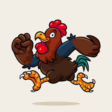 Chicken Logo Cartoon Character running