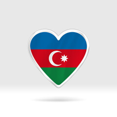Heart from Azerbaijan flag. Silver button star and flag template. Easy editing and vector in groups. National flag vector illustration on white background.