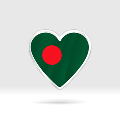 Heart from Bangladesh flag. Silver button star and flag template. Easy editing and vector in groups. National flag vector illustration on white background.